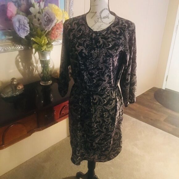 Gap Black Tan Flowers Dress Tie Front Small - Picture 4 of 10